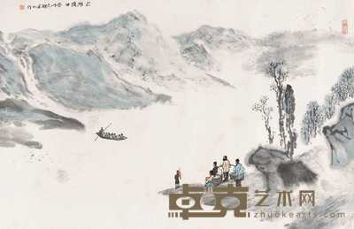 亚明 太湖渡口 镜心 45.5×68.5cm